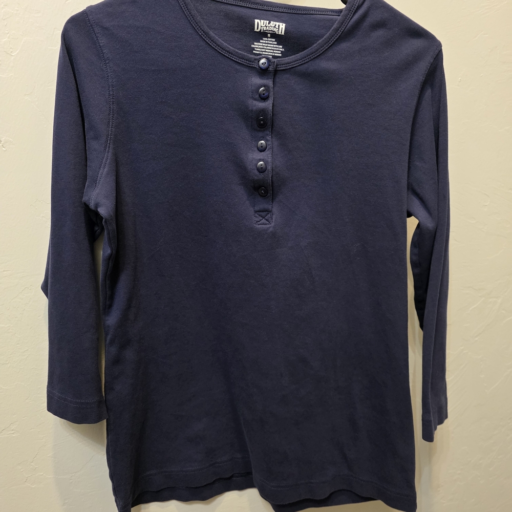 Duluth Trading Co Navy Long Sleeve Henley